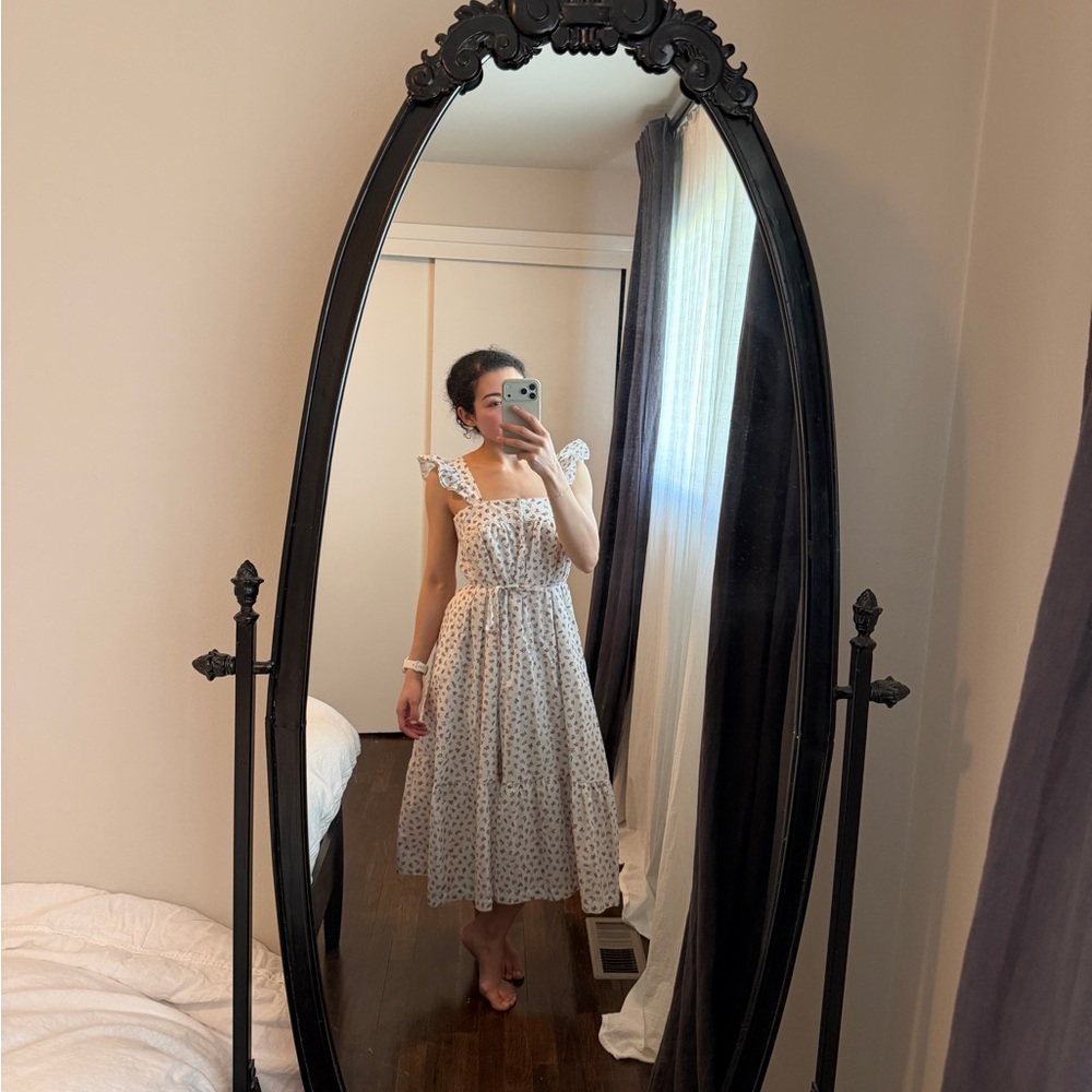 Oak meadow Frill Tea Dress in Mae flower midi floral dress